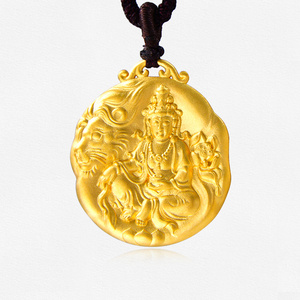 小殊私人定制黄金文殊菩萨吊坠男 999足金十二生肖属兔本命佛挂件