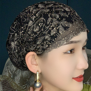 初秋新款遮白发头饰帽子款纱巾女回族头巾盖头妈妈款方便头套帽子