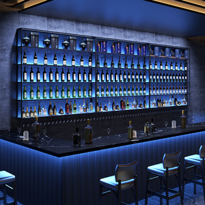 吧台酒柜展示柜红酒架置物架工业风清吧酒墙酒吧酒架壁挂酒架子