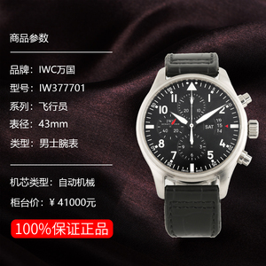 【95新】万国 飞行员系列iw377701自动机械二手时尚男士手表