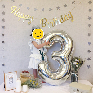 40寸数字生日快乐情人节铝膜气球成人儿童生日派对装饰布置