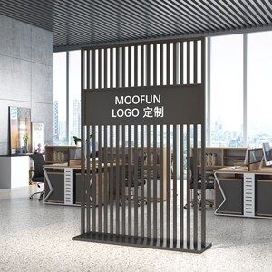 现代铁艺隔断屏风形象墙办公室装饰简约可移动背景墙前台镂空挡板