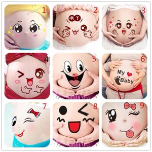 可爱猪孕妈肚皮贴纸可爱猪猪卡通拍摄小组合照相馆肚脐艺术照贴图