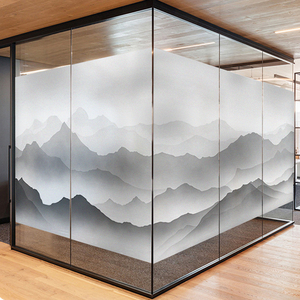 山水画玻璃纸贴膜