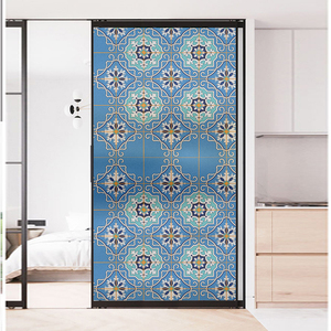 复古彩色窗户玻璃贴纸自粘美式教堂花纹防窥浴室移门磨砂贴膜遮光