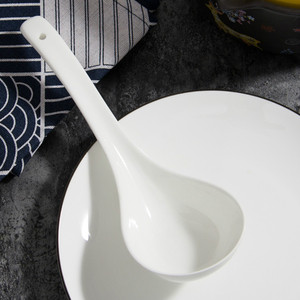 陶瓷汤勺长柄盛粥勺厨房厨具家用加厚大号喝汤汤匙稀饭勺子