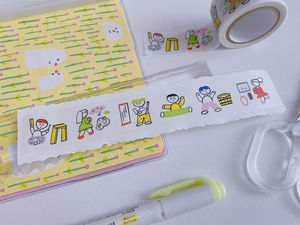 日本 可爱手绘小人胶带分装 奇奇怪怪卡通 拼贴 手帐素材