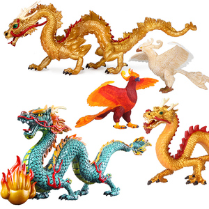 仿真神话动物玩具中国龙模型摆件塑料火凤凰模型五爪金龙儿男孩
