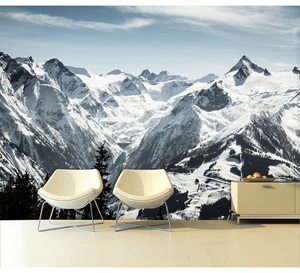 3d珠峰雪山墙布自然风景墙纸简约电视背景墙壁纸客厅沙发卧室壁画