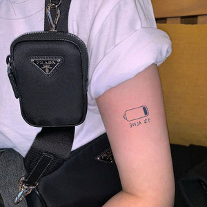 gattoo【电量过低】创意小众电池纹身贴 手臂脚腕不反光真实感