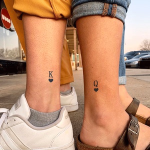 gattoo情侣款k&q 创意简约字母简约百搭防水防汗 方块纹身贴