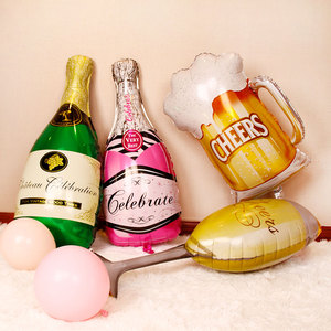 大号酒瓶酒杯铝膜气球派对聚会场景创意七夕装饰成人生日布置气球