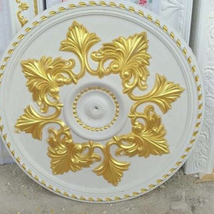 热销描金色雕花灯盘石膏线条客厅超大圆形天花吊顶造型装饰d035