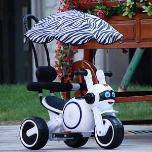 儿童电动摩托车三轮车带护栏轻便手推车小孩宝宝充电玩具车可坐人