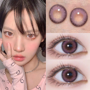 蜜桃塔美瞳年抛女混血带度数小直径日抛莫吉托粉紫半年抛艾魅em