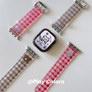 PC/美式vintage果冻适用苹果手表Apple Watch ultra1/2格子s7/8带