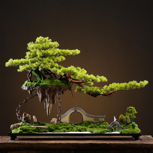 悬空仿真迎客松摆件家居装饰品假树绿植微缩景观办公室内桌面盆景