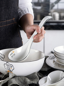 陶瓷特大号长柄勺子家用大汤勺汤匙调羹大勺子火锅勺子汤勺漏勺