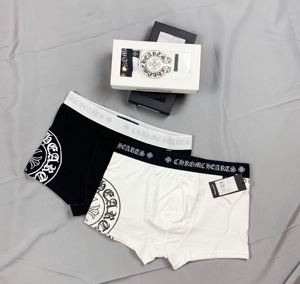 潮牌ch克罗心马蹄男士纯色裤头网红日本纯棉男平角四角内裤短裤衩