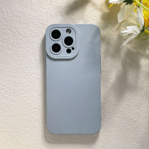 悦之弦烟灰蓝商务简约液态硅胶适用于苹果13手机壳小清新iphone12pro