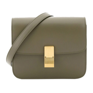 celine/思琳 女士时尚橄榄绿色质感牛皮百搭斜挎单肩包豆腐小方包
