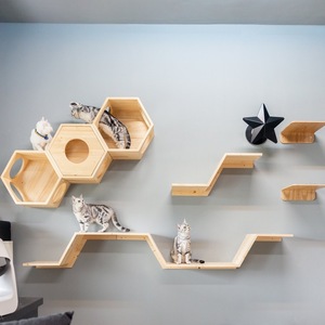 壁挂式猫跳台猫爬架实木墙壁猫窝易安装四季木质猫墙猫树猫家具