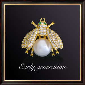 萤火虫胸针女原创系列天然珍珠胸花西装外套别针精致时尚百搭配饰