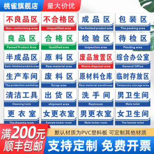 定做制工厂车间区域标识牌仓库分区验厂划分亚克力悬挂门牌办公科室牌食品厂库房厨房标识货架分类挂牌指示牌