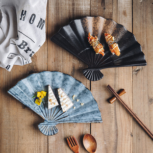 陶瓷扇形盘点心蛋糕摆盘网红茶点盘不规则盘子寿司盘酒店商用餐具