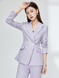 职业西装套装女春秋季时尚气质2023新款高端紫色面试白领工作服女