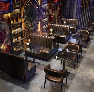 卡座休闲区火锅店高档桌椅复古座椅酒吧4s店慢摇吧沙发组合工业风
