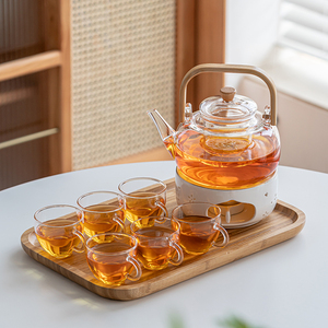 下午茶具杯子玻璃玫瑰花茶壶蜡烛加热养生壶煮茶炉泡水果茶壶套装