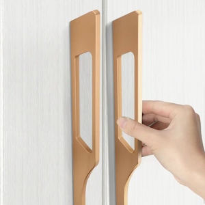 柜门拉手现代轻奢原创设计大衣柜橱柜抽屉把手北欧加长高档哑金黑