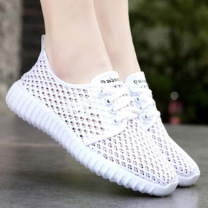 女士白网鞋清爽夏季旅游简单2019年平底鞋走路女