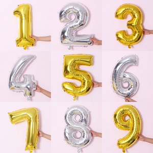 金色银色大号铝膜数字年龄气球宝宝生日派对周岁布置装饰