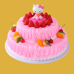 12 8寸 双层 寿面卡通水果 欧式创意生日模具仿真蛋糕模型新款