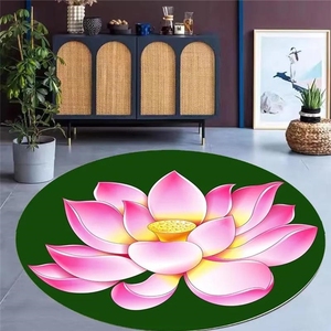 中式禅意圆形地毯荷花莲花佛堂道家打坐跪拜礼佛禅舞家用黄色地垫