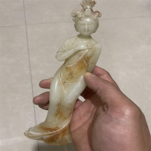 唐代人物摆件把件玉人古玩玉像各种美女石像人体艺术和田玉仕女人