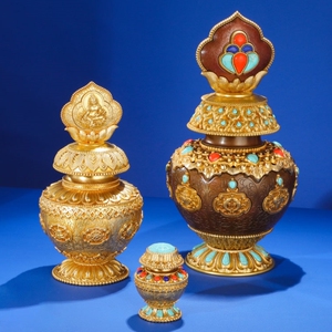 龙王宝瓶慧宝八吉祥纯铜吉祥八宝藏密宗莲花宝瓶地藏龙王宝瓶摆件