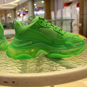 巴黎世家庭2022春季新款绿色老爹鞋男ins潮流超火厚底情侣运动休