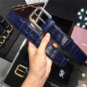 新款劳伦斯史蒂芬针扣男士皮带 钢扣鳄鱼纹真皮商务休闲裤腰带