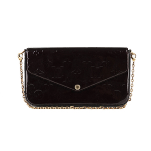 98新lv路易威登女士felicie车厘子色漆皮三合一斜挎链条包