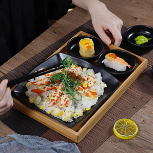 黑色日式快餐碗碟餐具套装鳗鱼盖浇饭咖喱饭盘子密胺料理餐厅商用