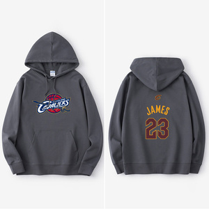 骑士队詹姆斯23号运动篮球美式训练服卫衣连帽潮衣服套头衫带帽男