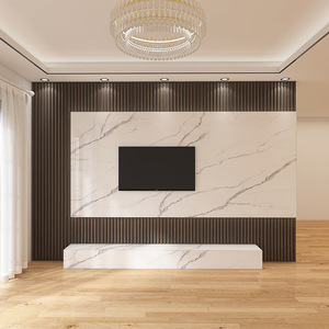 竹木纤维集成墙板大理石纹客厅电视背景墙北欧格栅全屋卧室护墙板