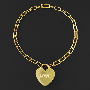 a家upmu爱心项链女心形锁骨链爱之锁环环相扣 轻奢冷淡风s925纯银