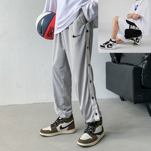 耐克顿篮球裤男排扣裤宽松纽扣全开扣秒脱束脚高街运动裤长裤子潮