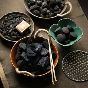 橄榄煮茶碳无烟核桃炭果木碳速燃碳夹架点炭器碳火炉子煮茶壶套装
