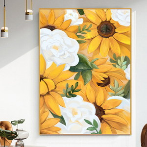 纯手绘油画向日葵玄关走廊装饰画金黄色客厅沙发挂画餐厅歺厅壁画