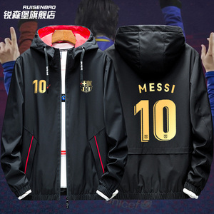 西甲20-21赛季巴萨黑金客场球衣10号梅西欧冠足球团队服套装男女